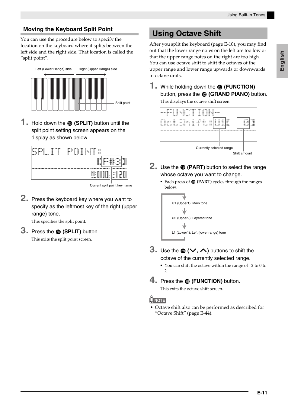 Using octave shift | Casio PX350-ES-1A User Manual | Page 13 / 79