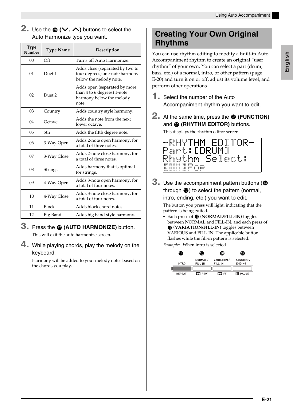 Creating your own original rhythms | Casio PX350-ES-1A User Manual | Page 23 / 79