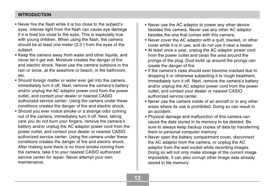 Casio EX-Z30/EX-Z40 User Manual | Page 12 / 198