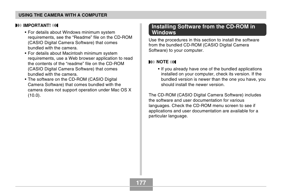 Installing software from the cd-rom in windows | Casio EX-Z30/EX-Z40 User Manual | Page 177 / 198