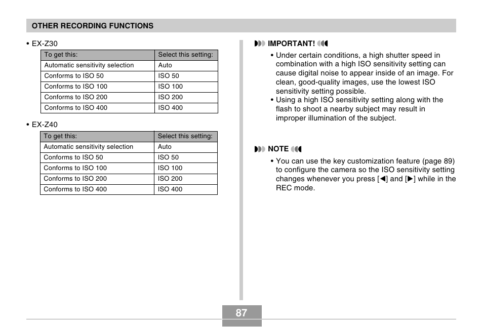 Casio EX-Z30/EX-Z40 User Manual | Page 87 / 198