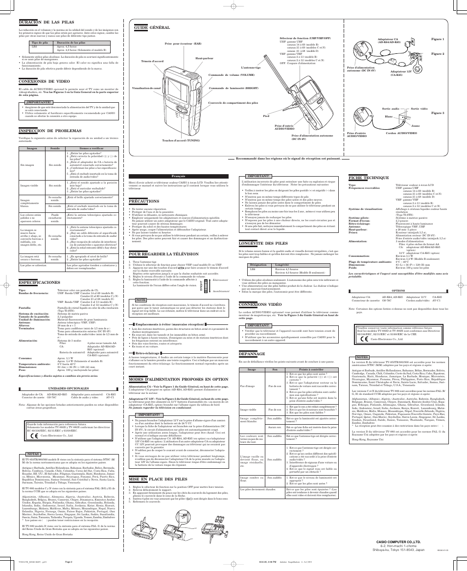 Casio 850TR/900 User Manual | Page 2 / 2