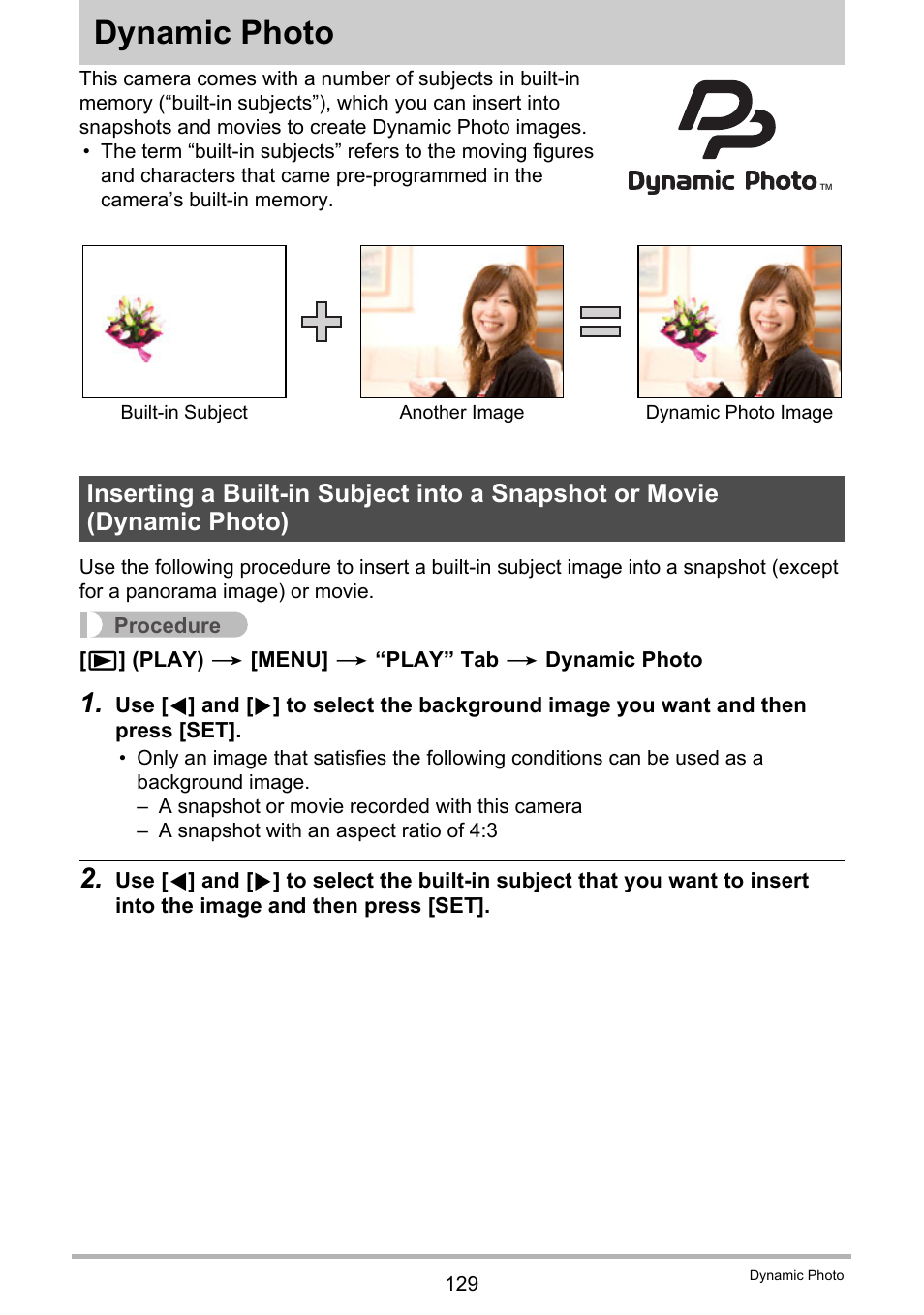 Dynamic photo | Casio EXILIM EX-ZR20 User Manual | Page 129 / 197