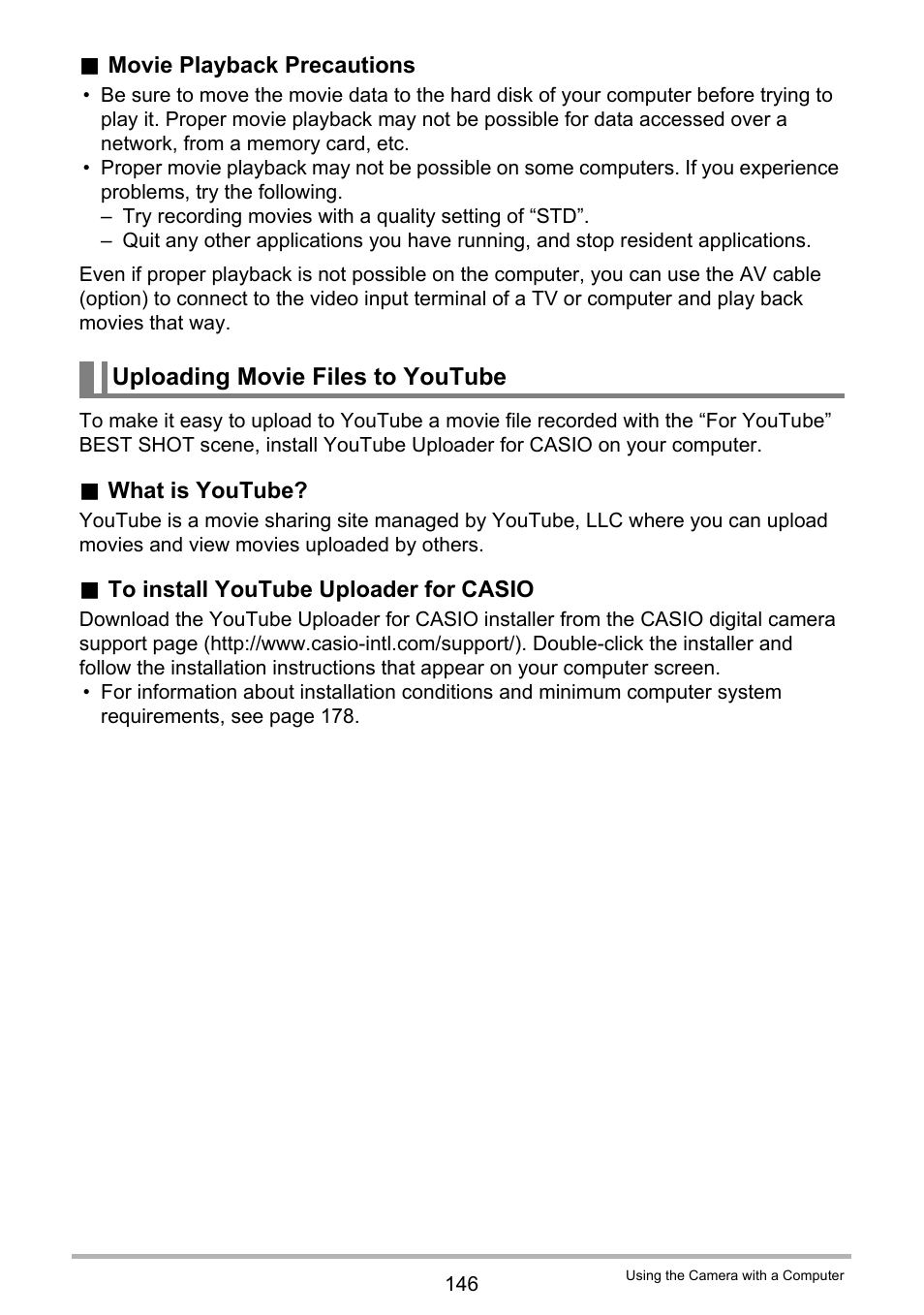 Uploading movie files to youtube | Casio EXILIM EX-ZR20 User Manual | Page 146 / 197