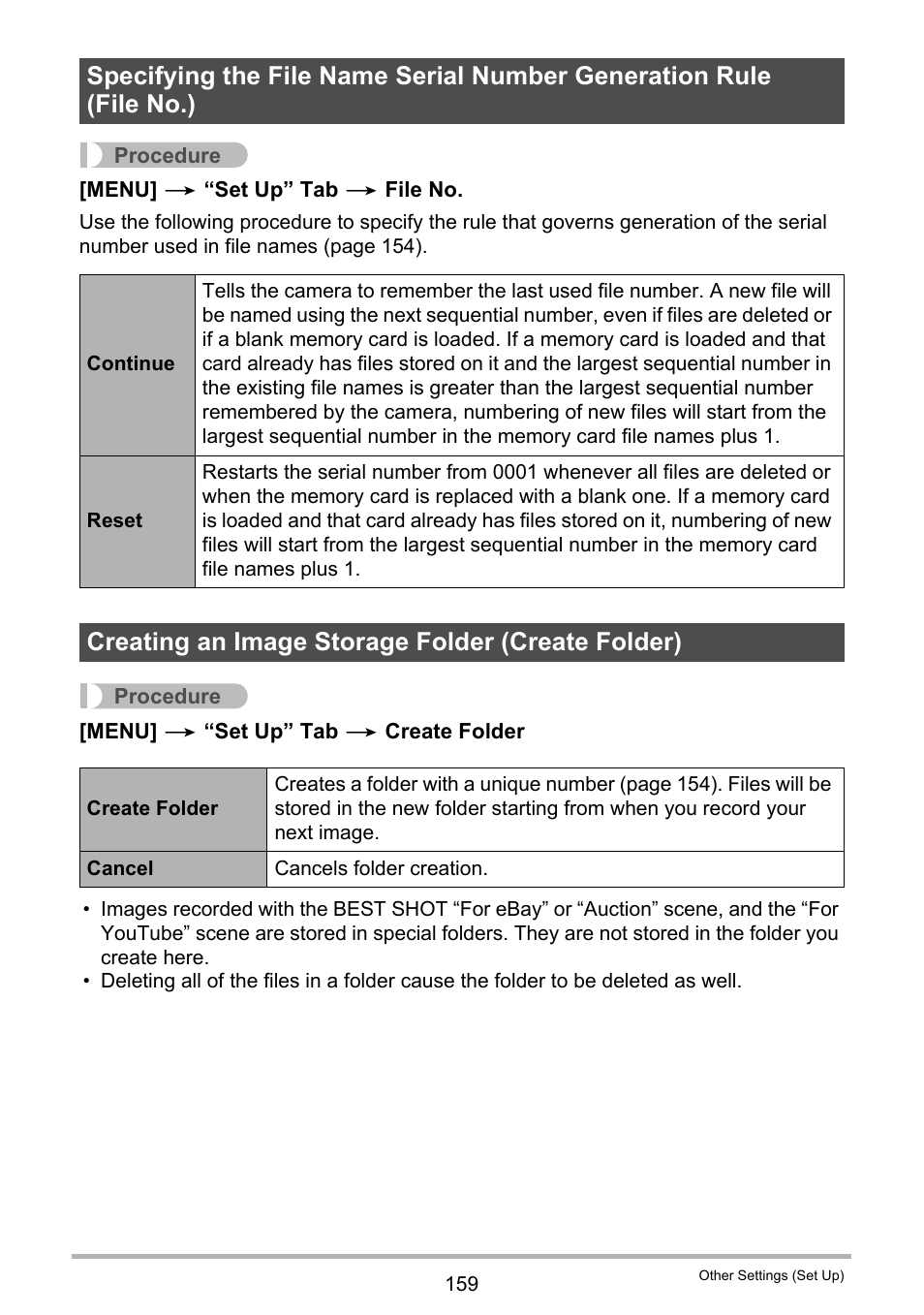 Creating an image storage folder (create folder) | Casio EXILIM EX-ZR20 User Manual | Page 159 / 197