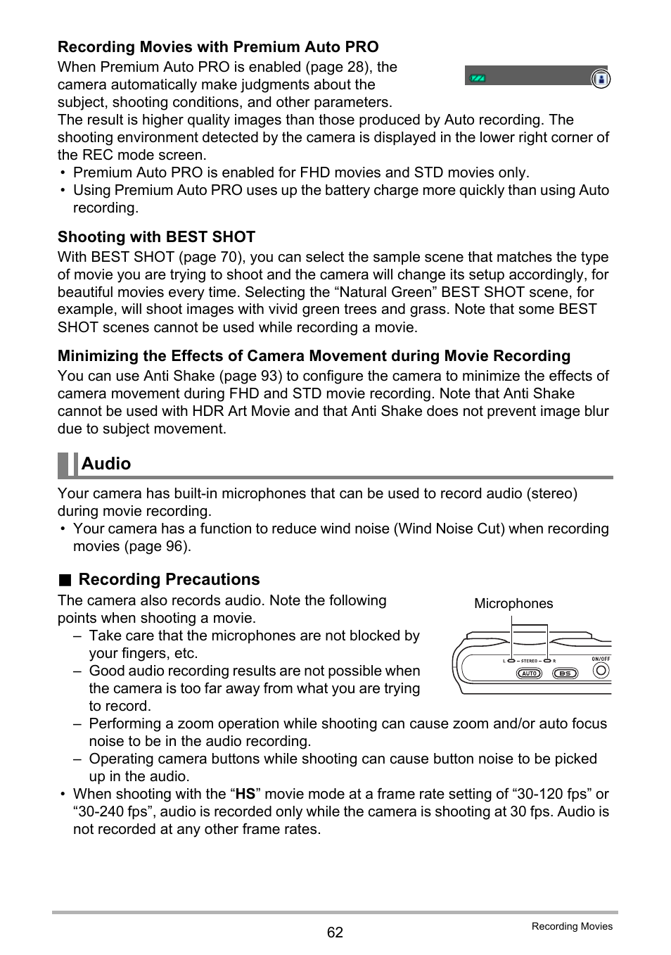 Audio | Casio EXILIM EX-ZR20 User Manual | Page 62 / 197