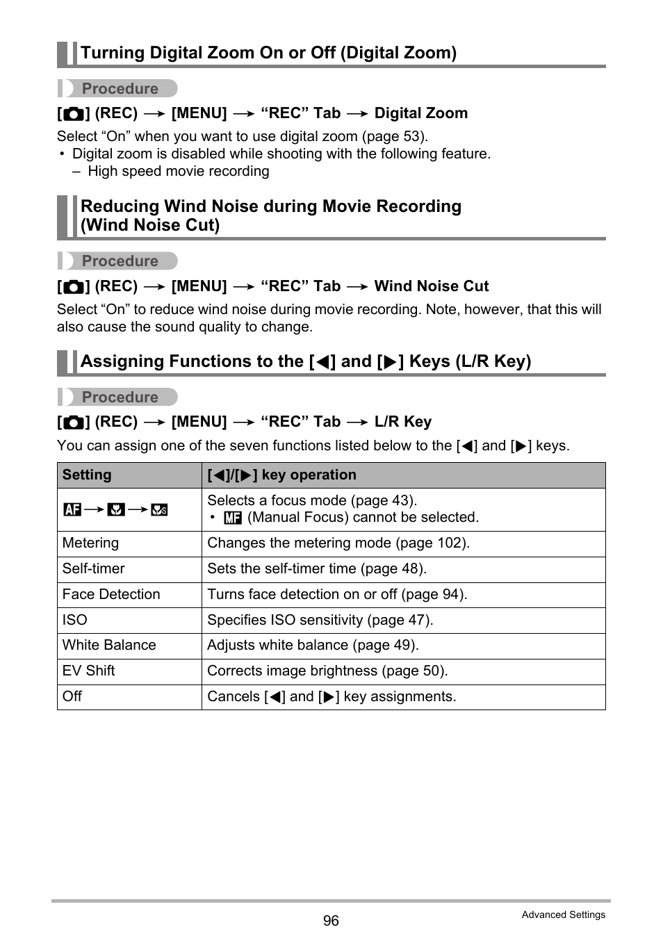 Turning digital zoom on or off (digital zoom) | Casio EXILIM EX-ZR20 User Manual | Page 96 / 197