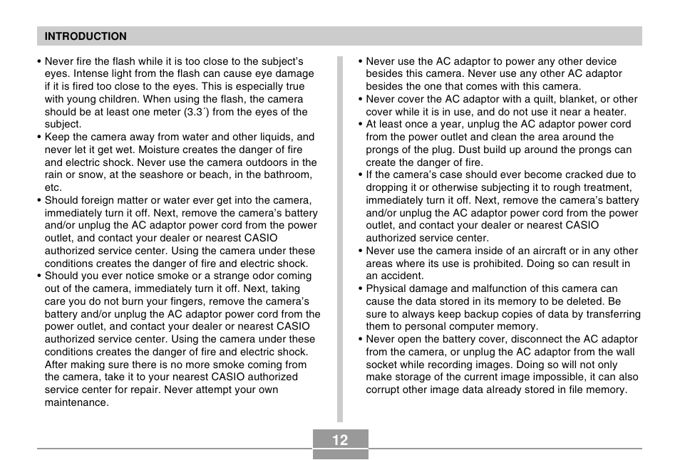 Casio EX-M20U User Manual | Page 12 / 54