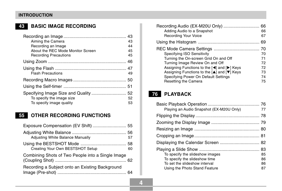 Casio EX-M20U User Manual | Page 4 / 54