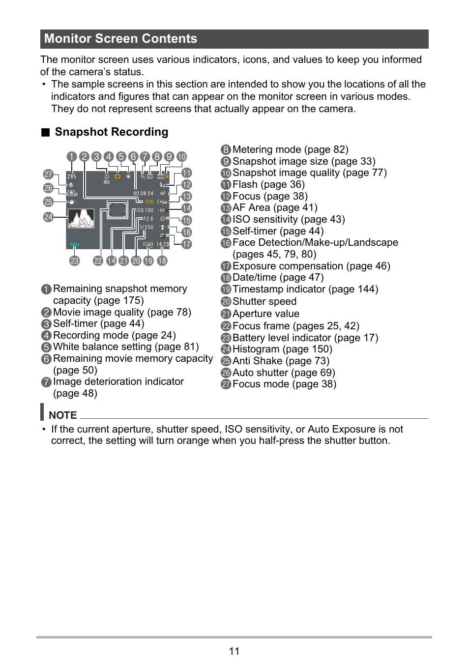 Monitor screen contents | Casio EXILIM EX-Z550 User Manual | Page 11 / 196