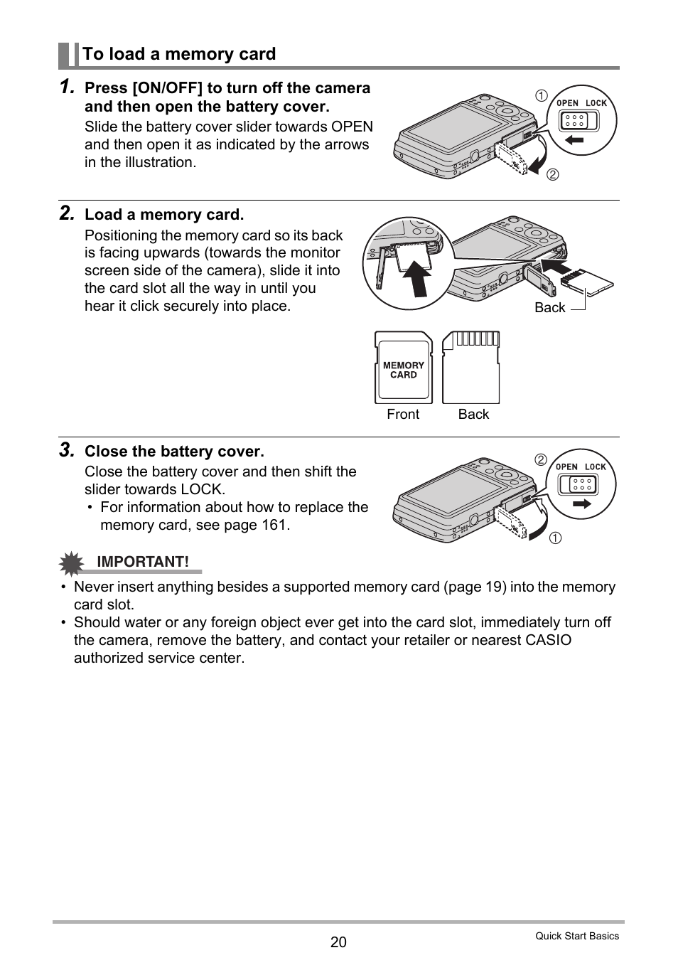 To load a memory card | Casio EXILIM EX-Z550 User Manual | Page 20 / 196