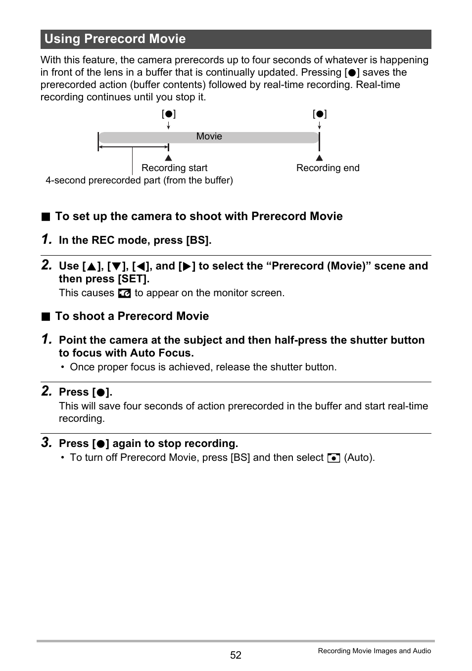 Using prerecord movie | Casio EXILIM EX-Z550 User Manual | Page 52 / 196