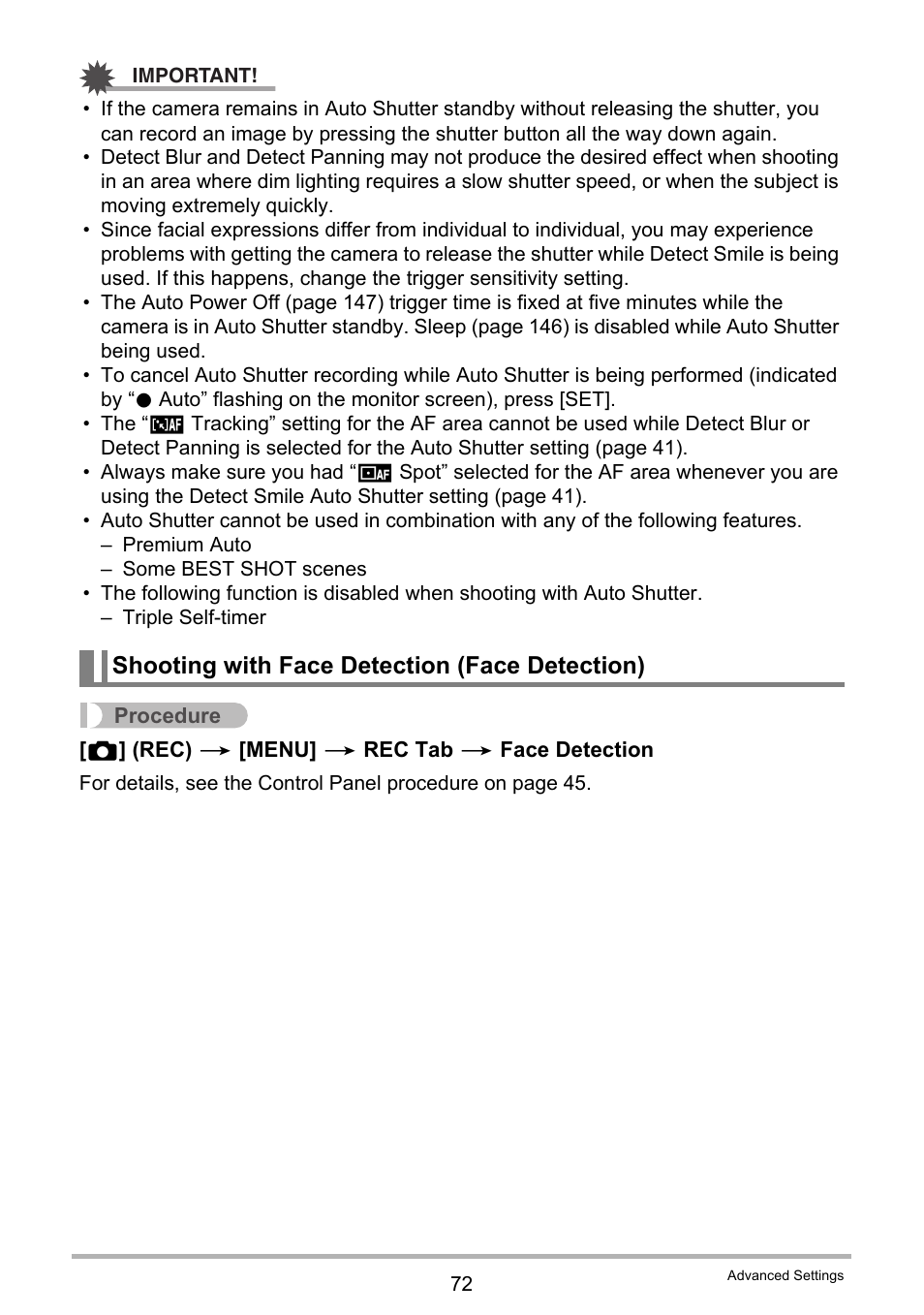 Shooting with face detection (face detection) | Casio EXILIM EX-Z550 User Manual | Page 72 / 196