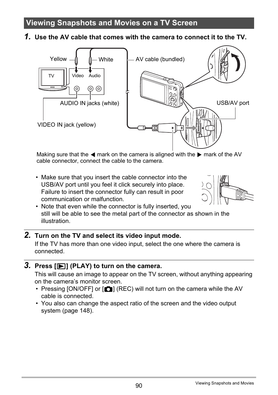 Viewing snapshots and movies on a tv screen | Casio EXILIM EX-Z550 User Manual | Page 90 / 196