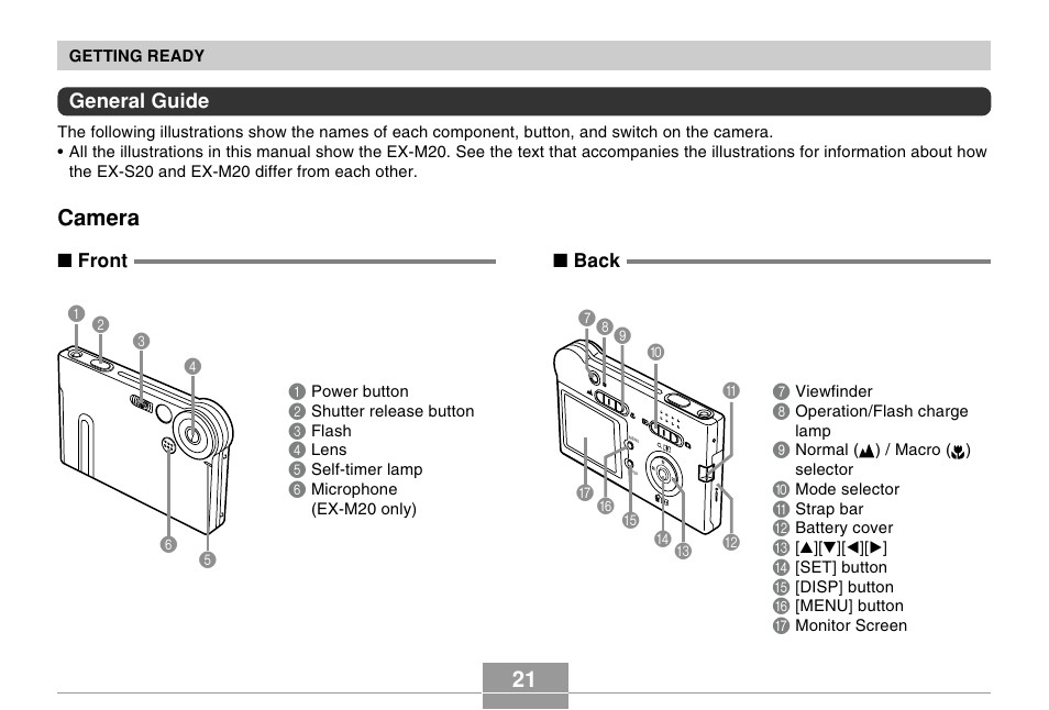Camera | Casio EX-S20 User Manual | Page 21 / 42