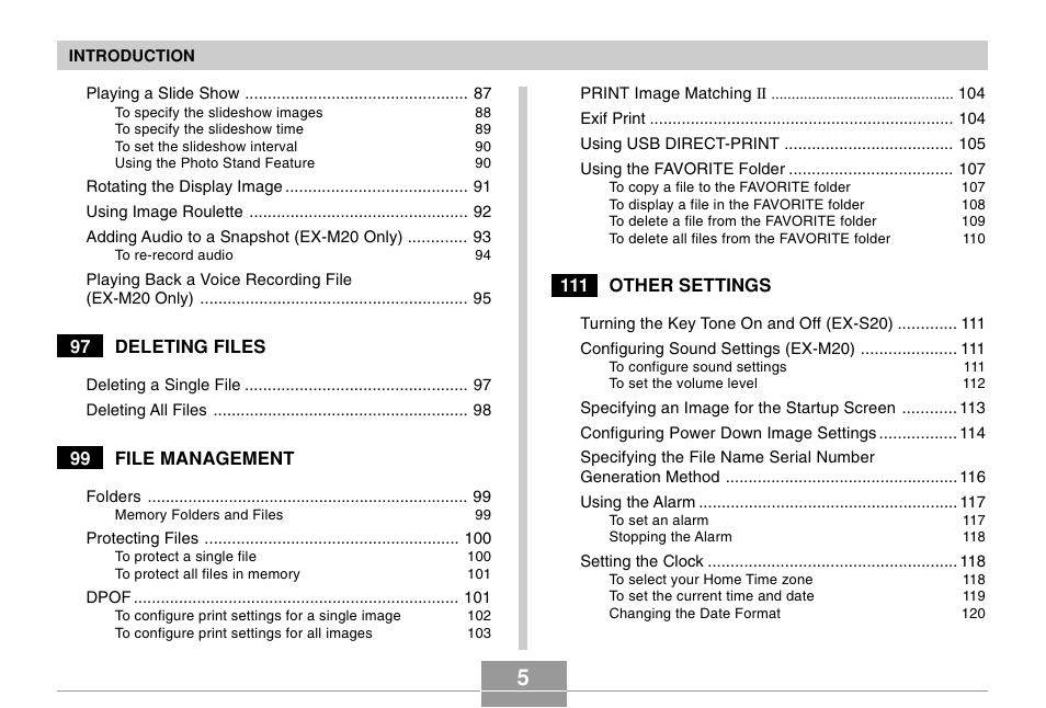 Casio EX-S20 User Manual | Page 5 / 42