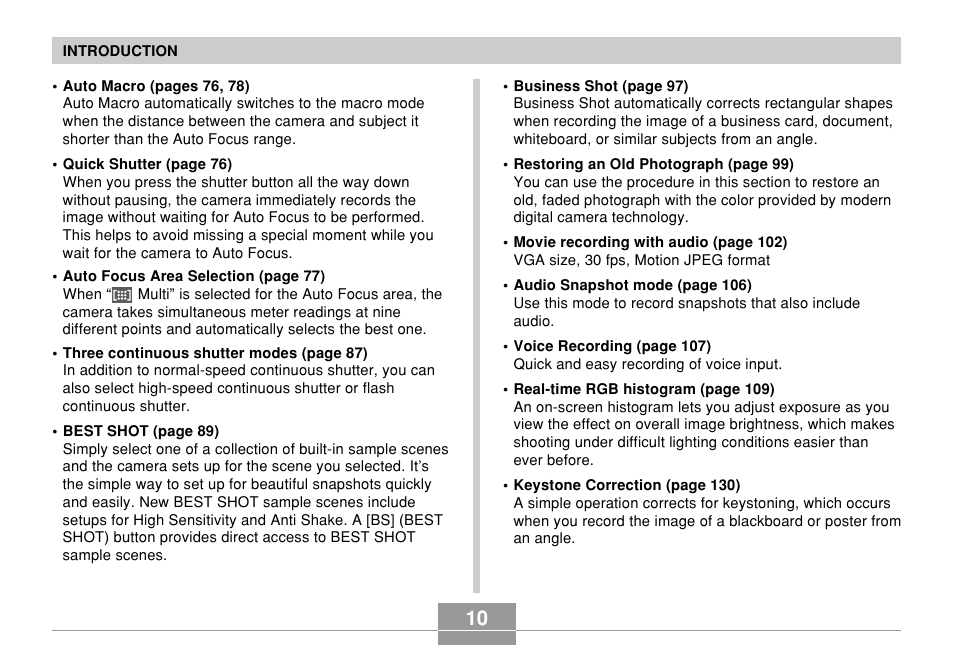 Casio EX-Z70 User Manual | Page 10 / 252