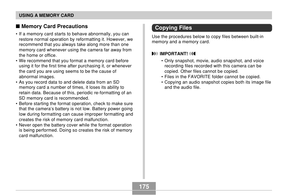 Copying files | Casio EX-Z70 User Manual | Page 175 / 252
