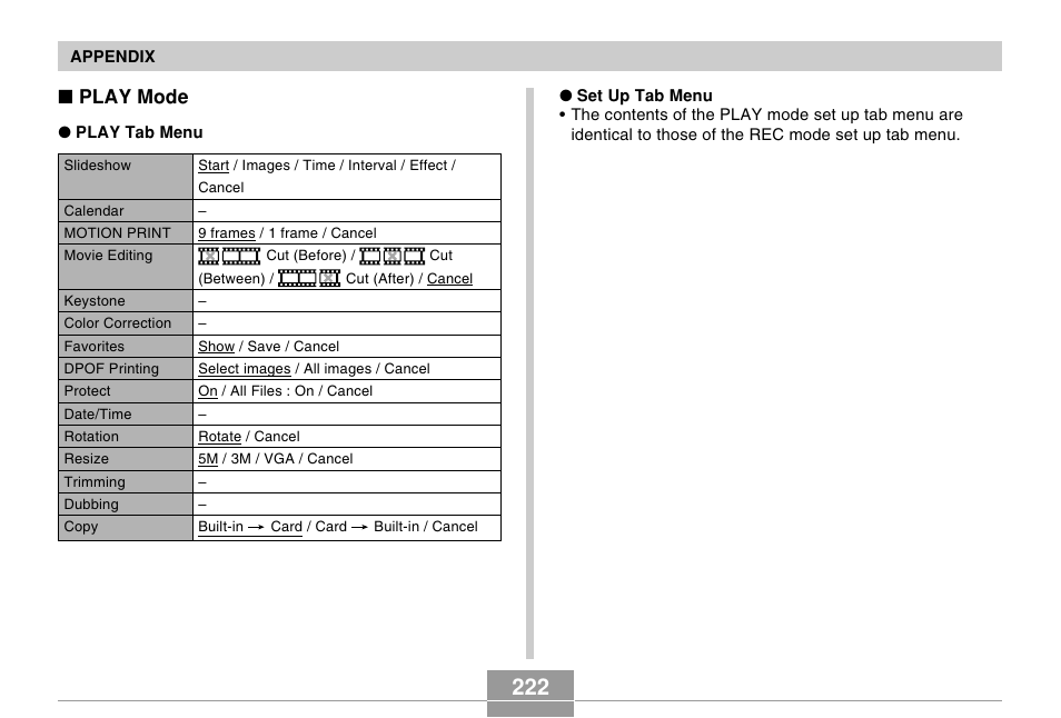 Play mode | Casio EX-Z70 User Manual | Page 222 / 252