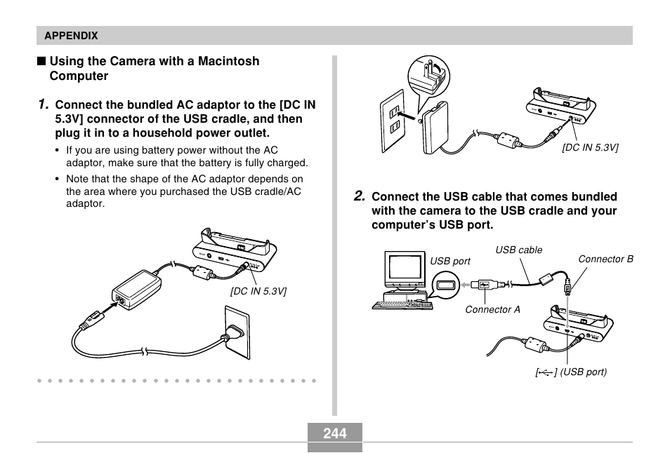Using the camera with a macintosh computer, Appendix | Casio EX-Z70 User Manual | Page 244 / 252
