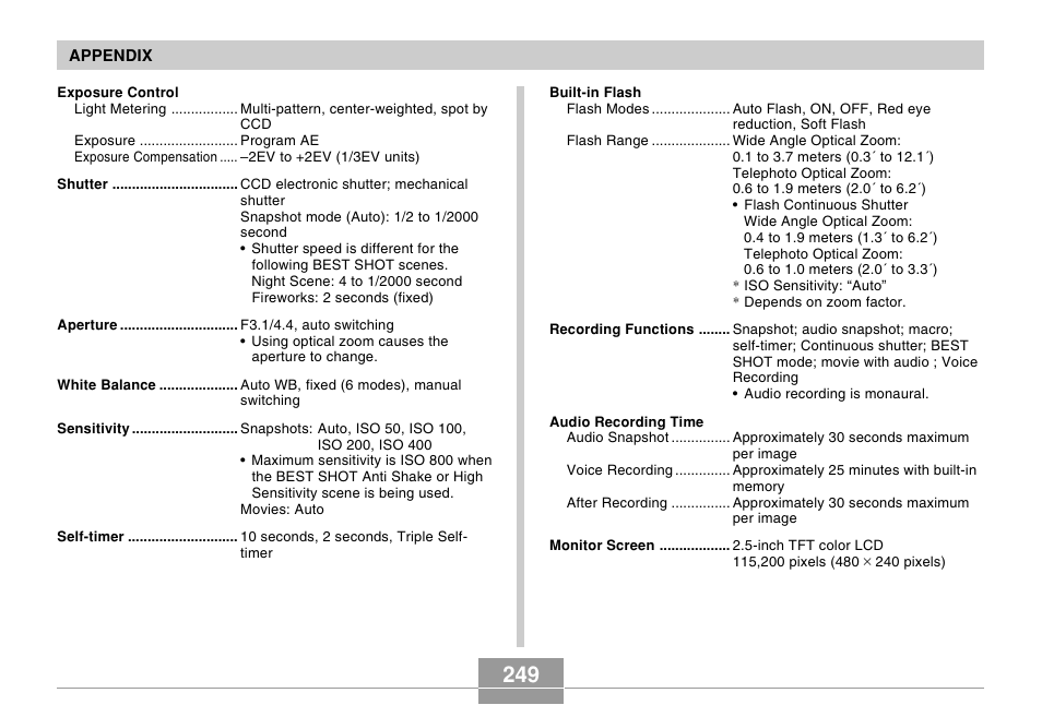 Casio EX-Z70 User Manual | Page 249 / 252