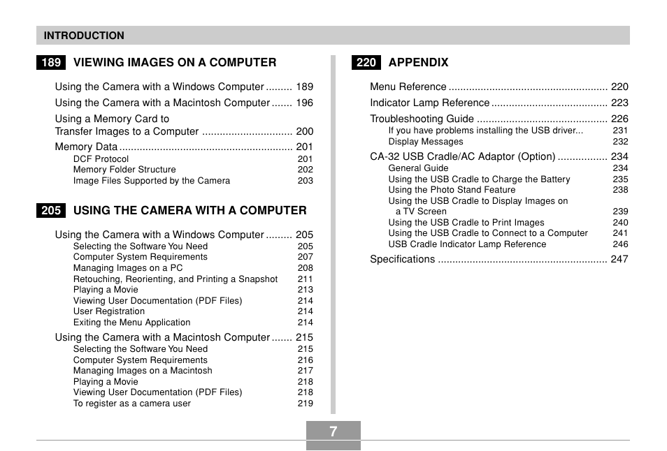 Casio EX-Z70 User Manual | Page 7 / 252