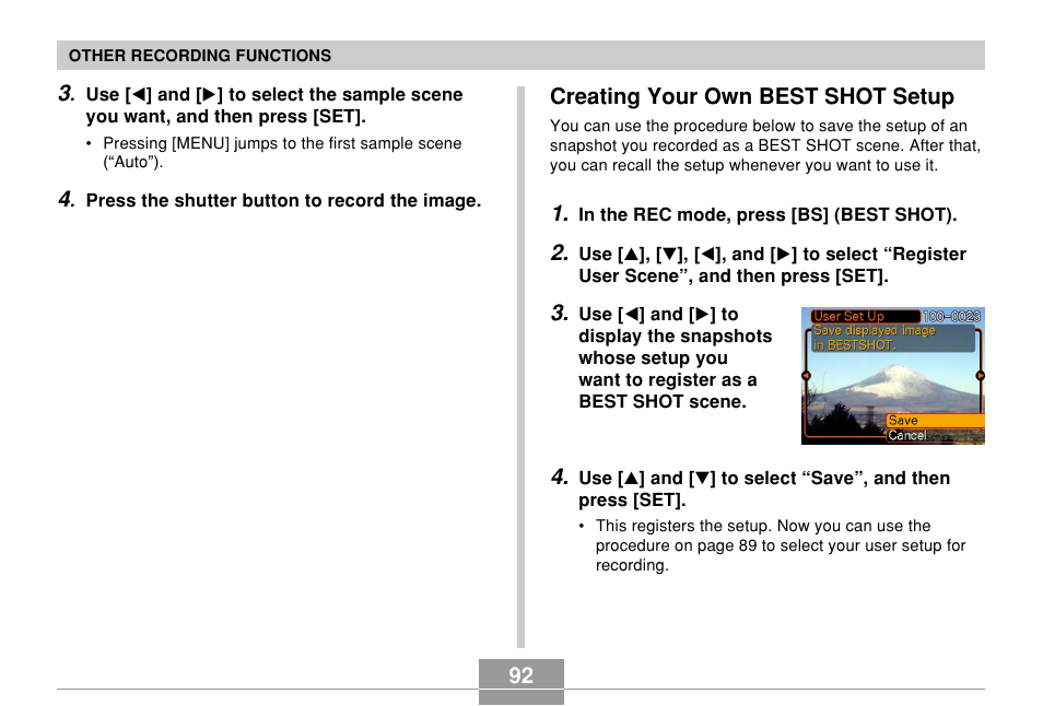 Creating your own best shot setup | Casio EX-Z70 User Manual | Page 92 / 252