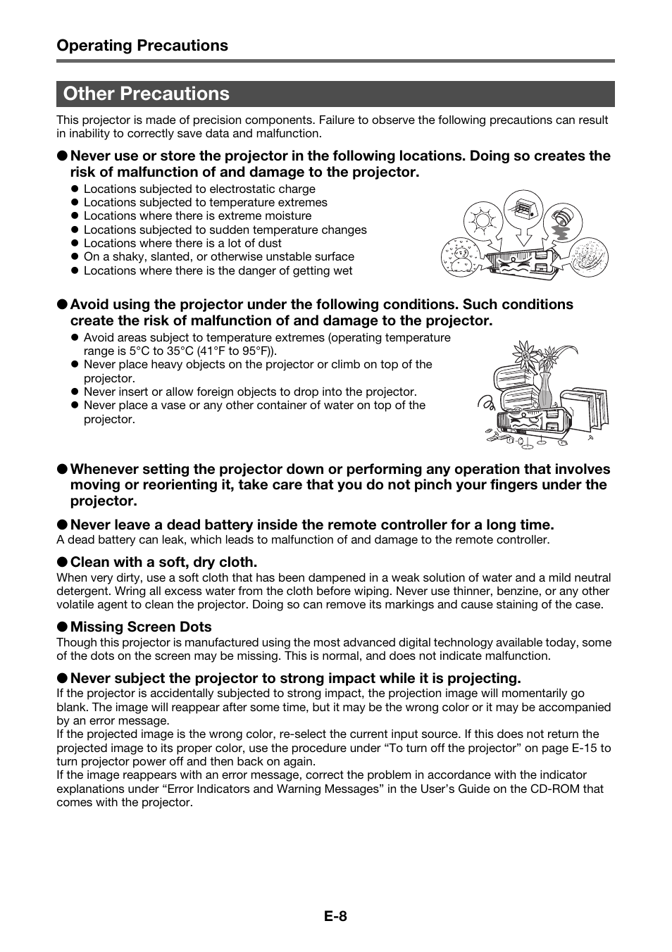 Other precautions | Casio XJ-M145 User Manual | Page 10 / 26