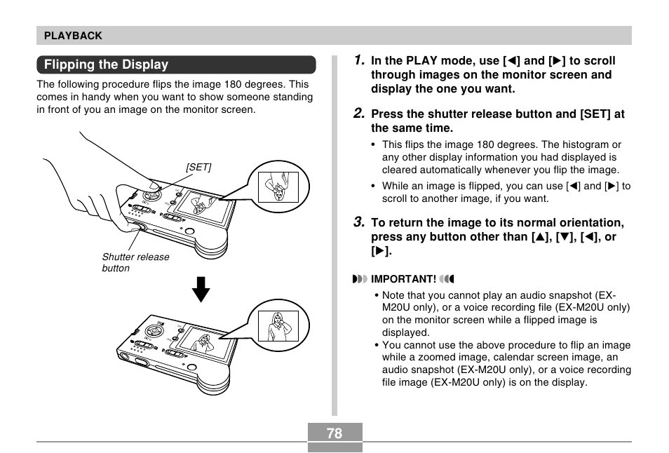 Flipping the display | Casio EXILIM EX-M20U User Manual | Page 3 / 19