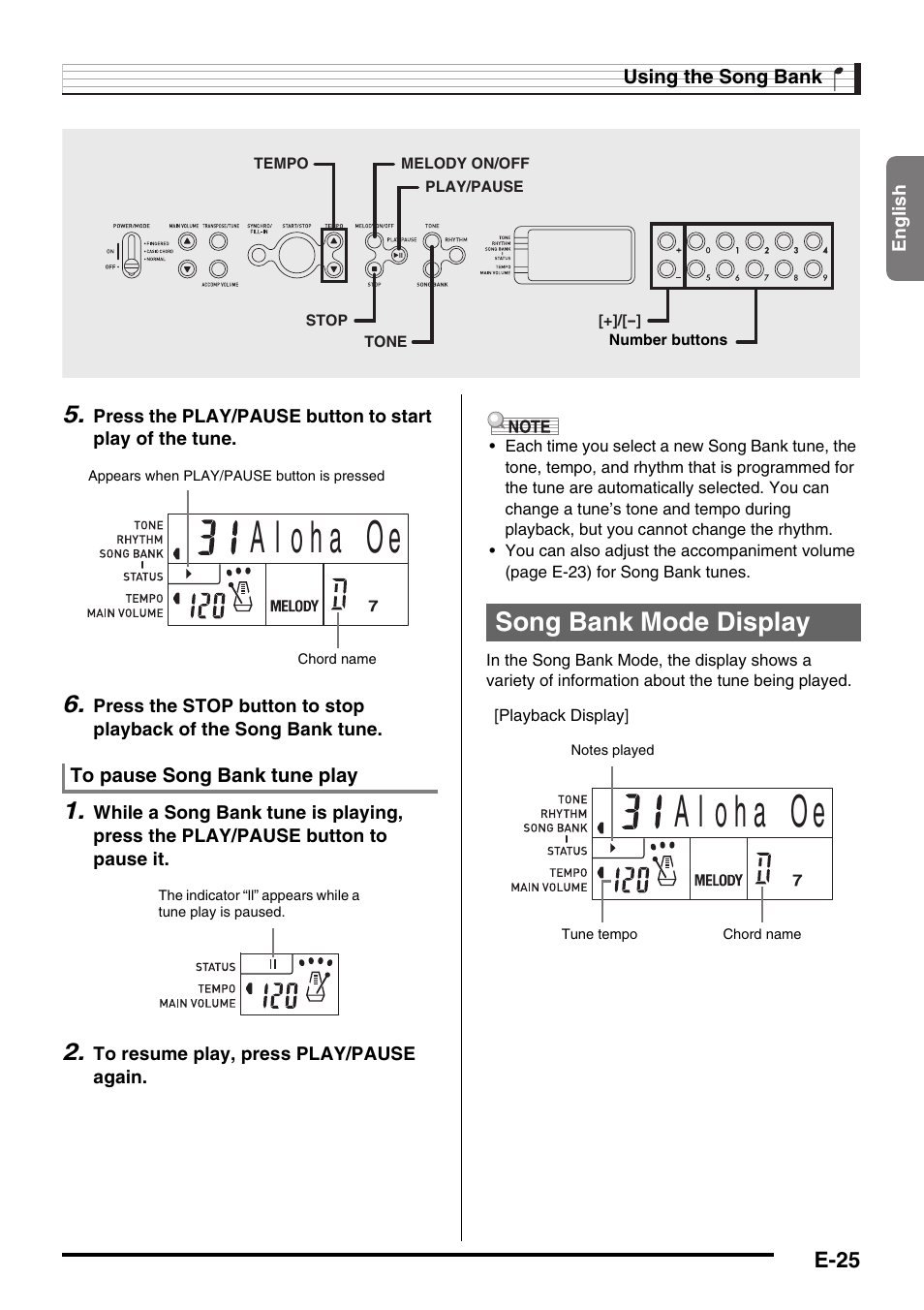 Song bank mode display | Casio CTK-245 User Manual | Page 27 / 46
