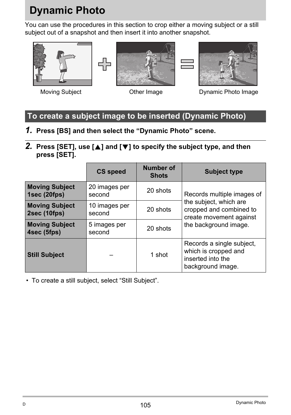 Dynamic photo, For more informa | Casio EXILIM EX-H10 User Manual | Page 105 / 189