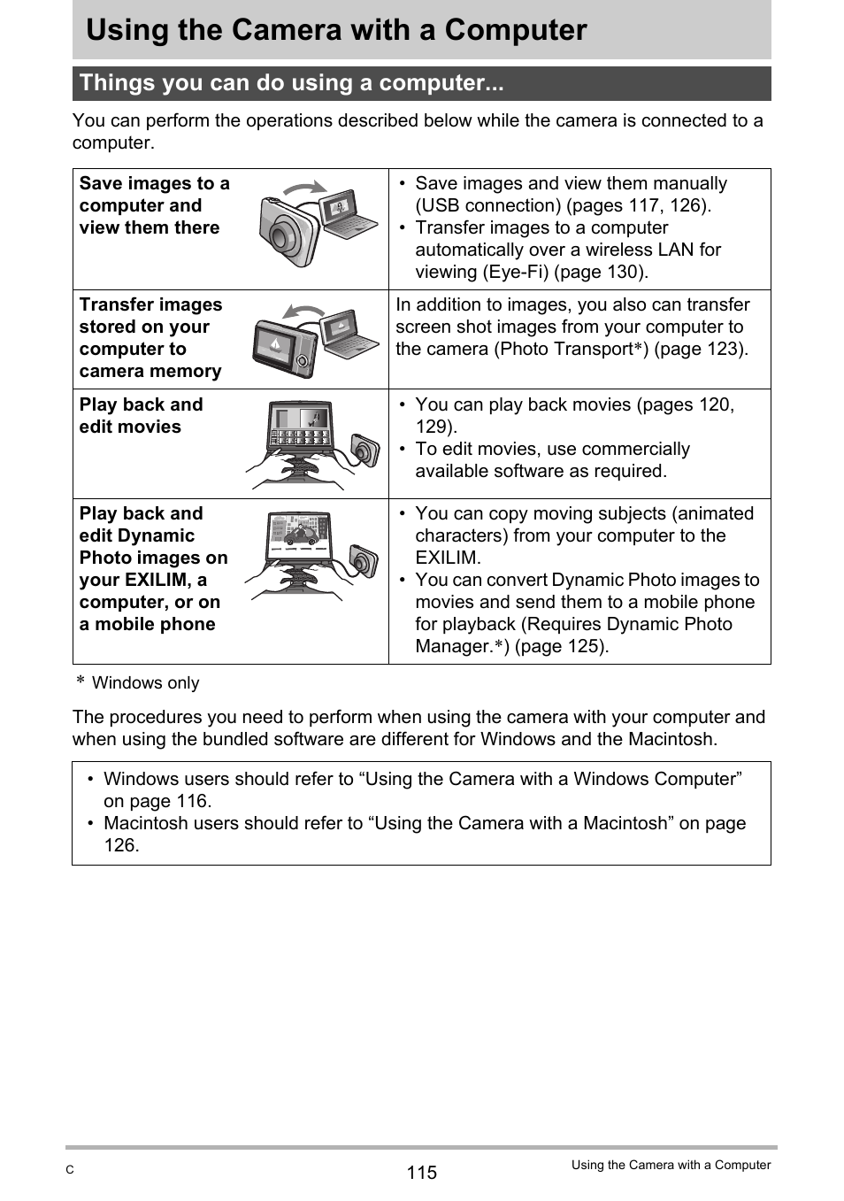 Using the camera with a computer, Things you can do using a computer | Casio EXILIM EX-H10 User Manual | Page 115 / 189