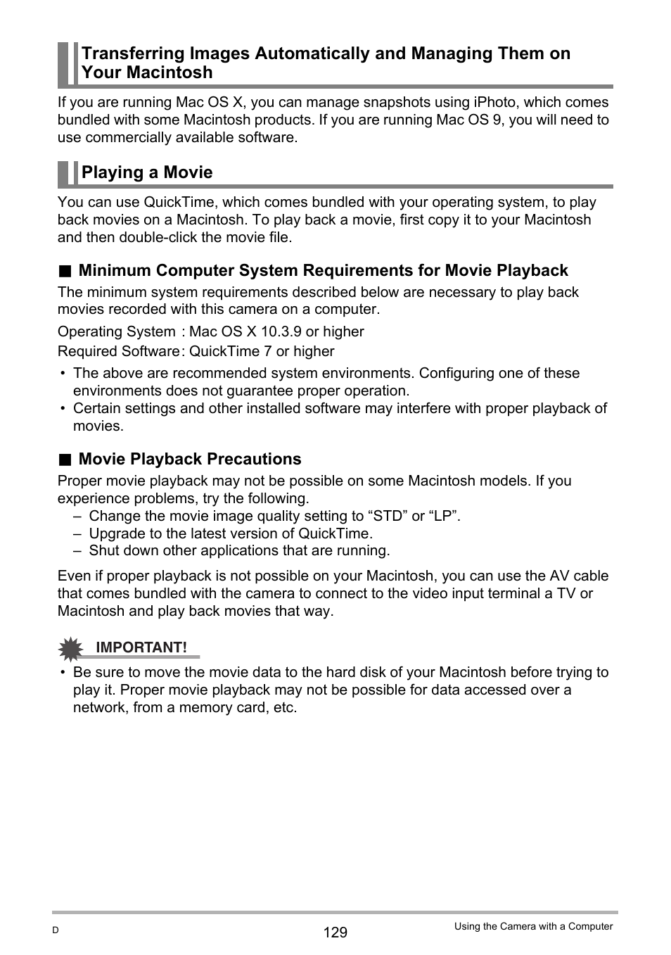 Playing a movie | Casio EXILIM EX-H10 User Manual | Page 129 / 189