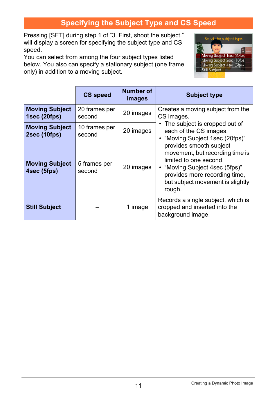 Specifying the subject type and cs speed | Casio EXILIM EX-H10 User Manual | Page 187 / 189