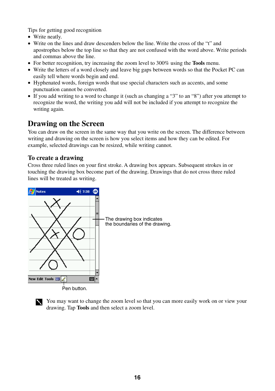 Drawing on the screen | Casio E-200 User Manual | Page 16 / 65