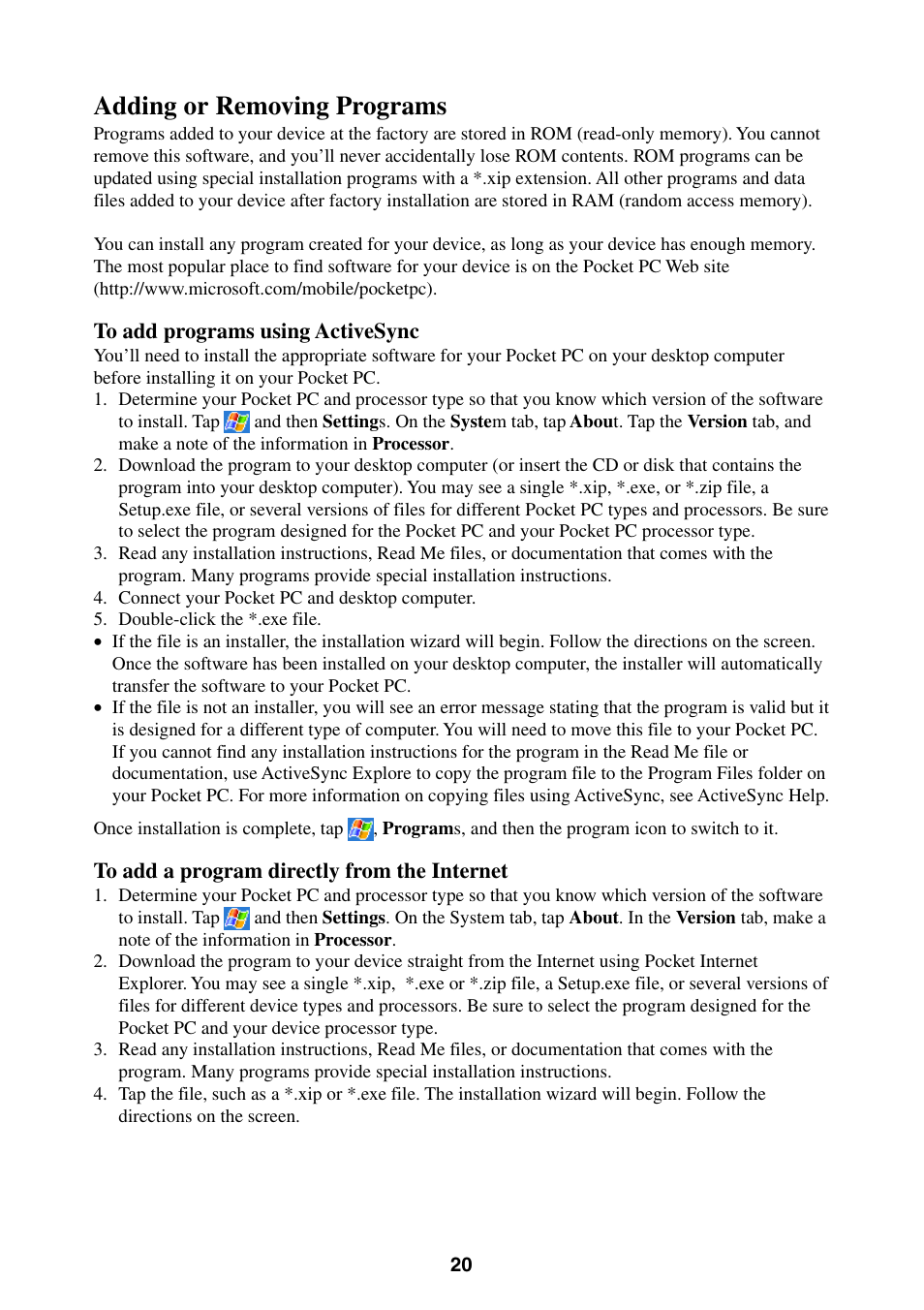 Adding or removing programs | Casio E-200 User Manual | Page 20 / 65