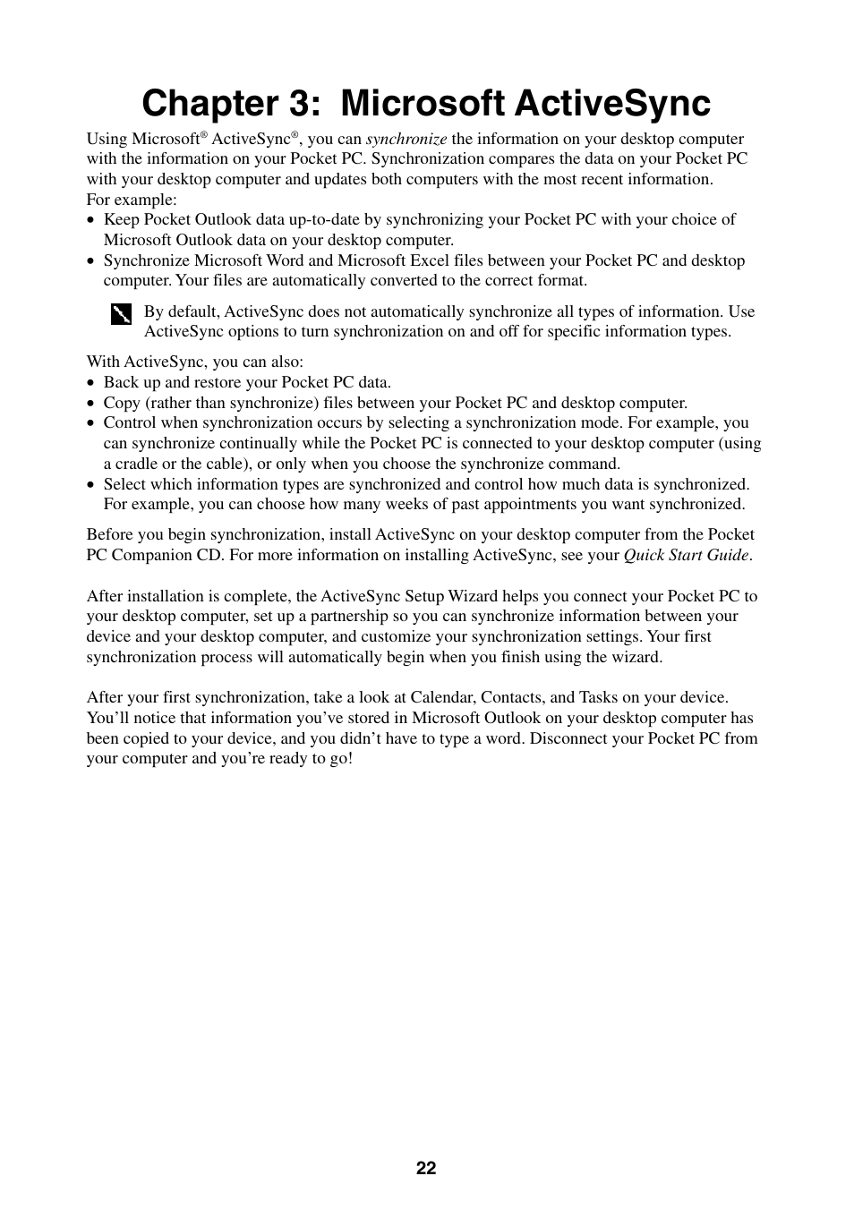 Chapter 3: microsoft activesync | Casio E-200 User Manual | Page 22 / 65