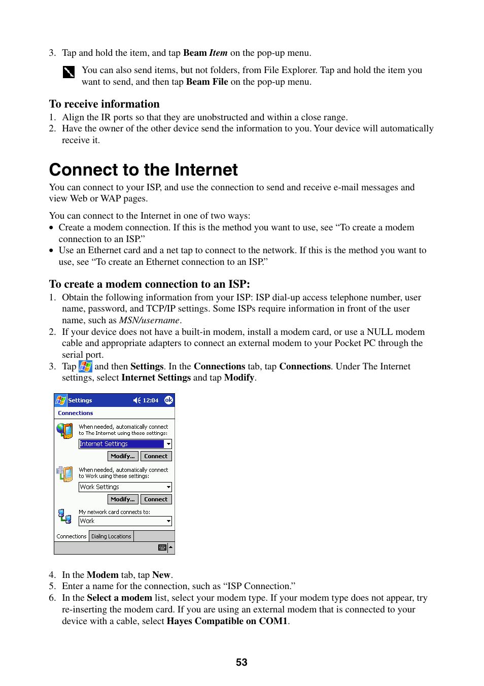Connect to the internet | Casio E-200 User Manual | Page 53 / 65