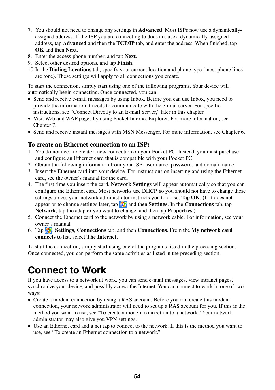 Connect to work | Casio E-200 User Manual | Page 54 / 65