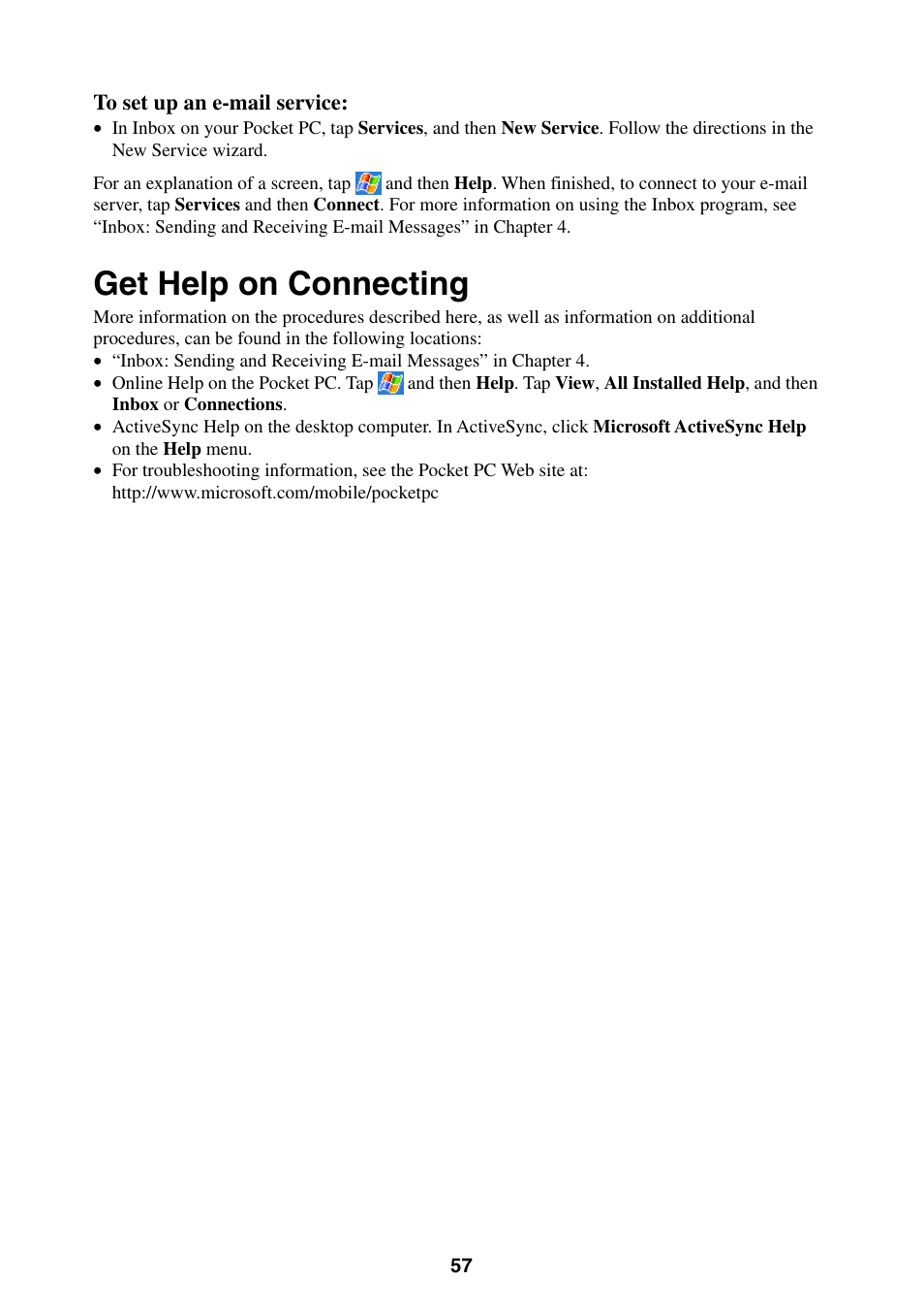 Get help on connecting | Casio E-200 User Manual | Page 57 / 65