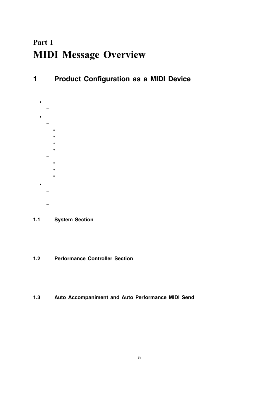 Midi message overview, Part i, 1product configuration as a midi device | Casio AP-200 User Manual | Page 5 / 45