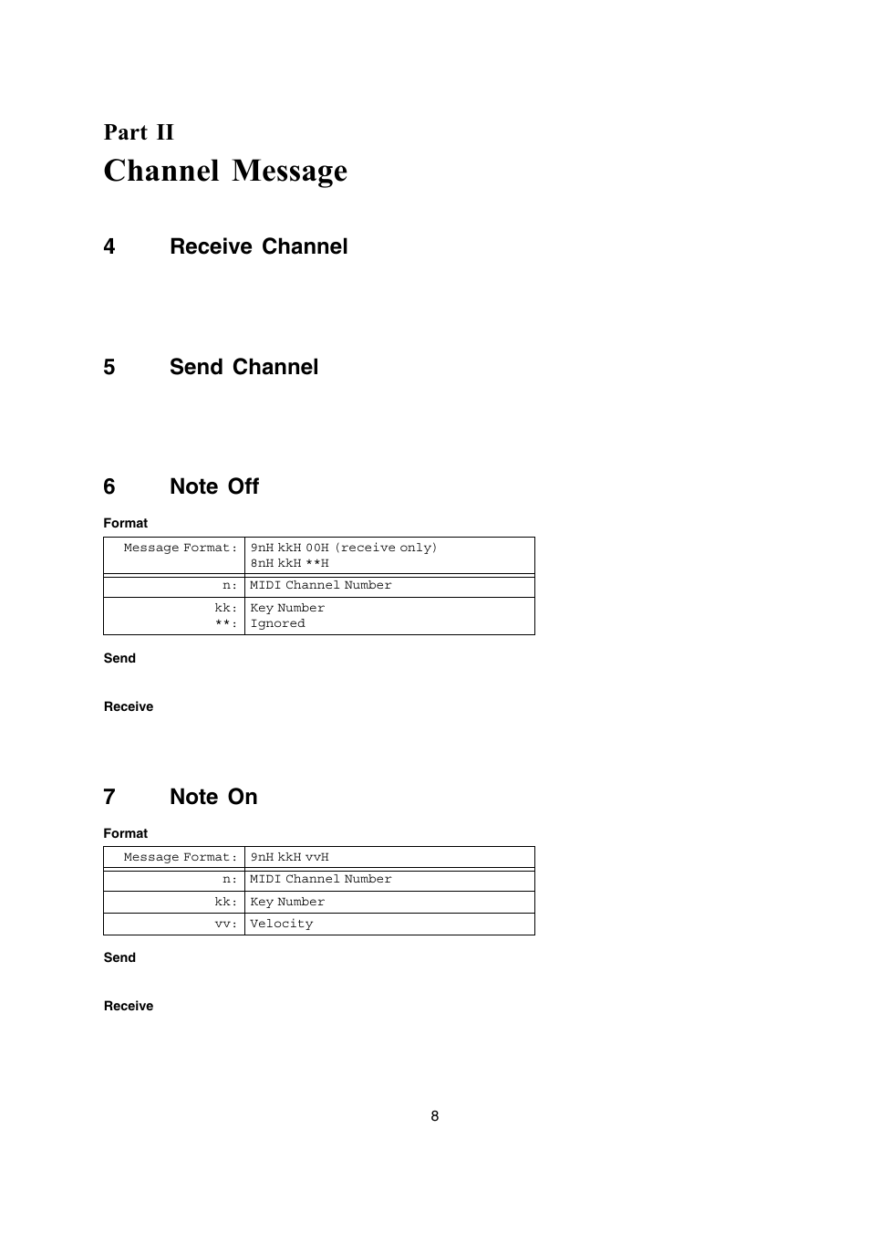 Channel message, Part ii, 4receive channel | 5send channel | Casio AP-200 User Manual | Page 8 / 45