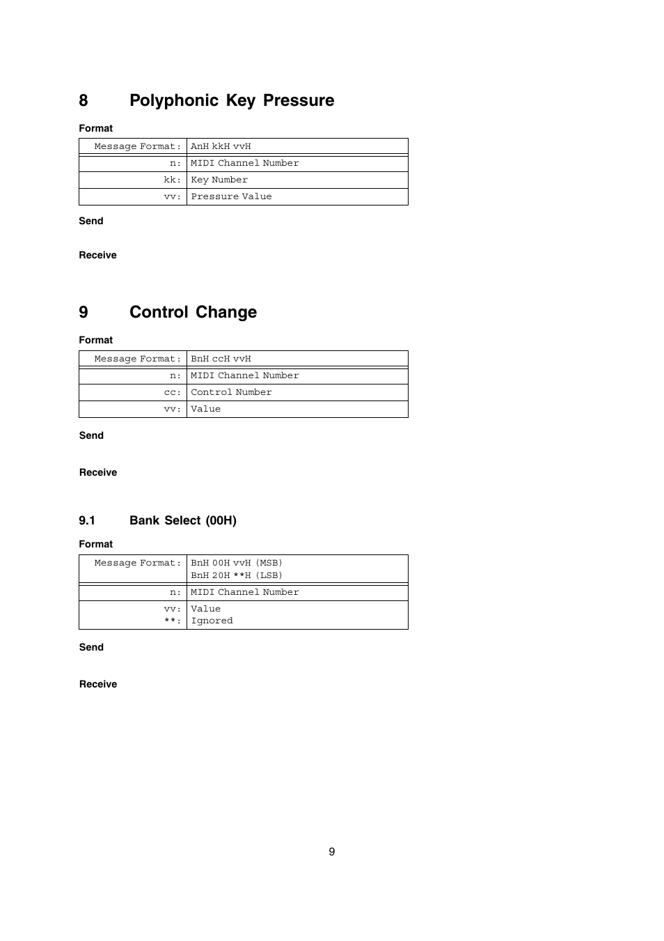 8polyphonic key pressure, 9control change | Casio AP-200 User Manual | Page 9 / 45