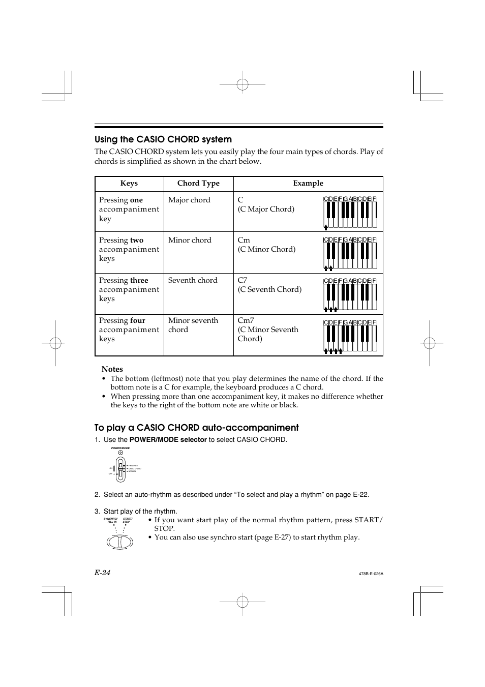 Using the casio chord system | Casio LK-40 User Manual | Page 26 / 59