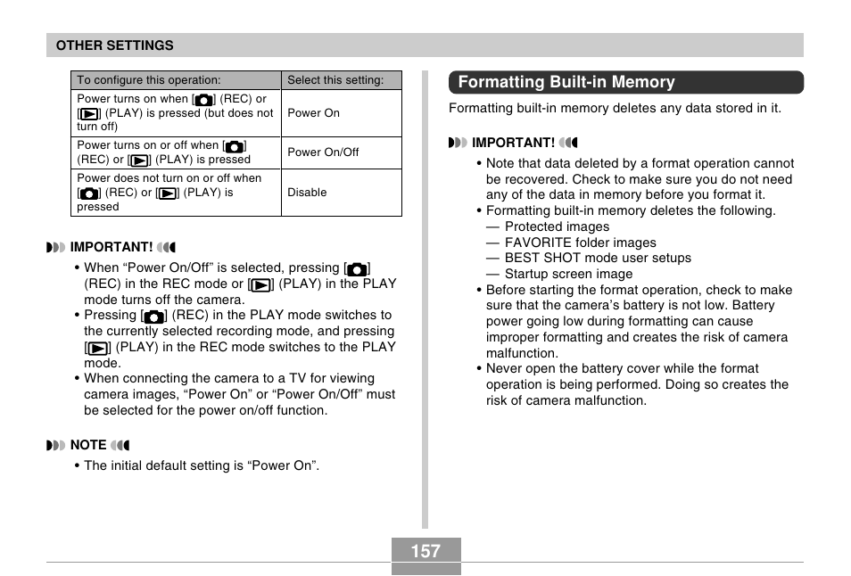 Formatting built-in memory | Casio EX-Z500 User Manual | Page 157 / 227