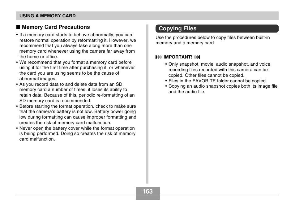 Copying files | Casio EX-Z500 User Manual | Page 163 / 227