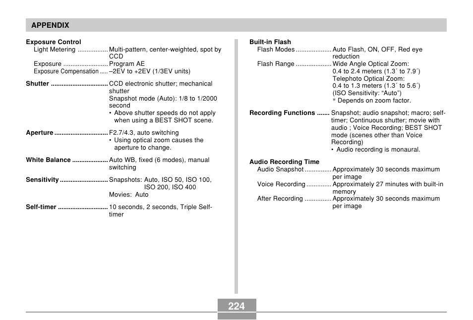 Casio EX-Z500 User Manual | Page 224 / 227