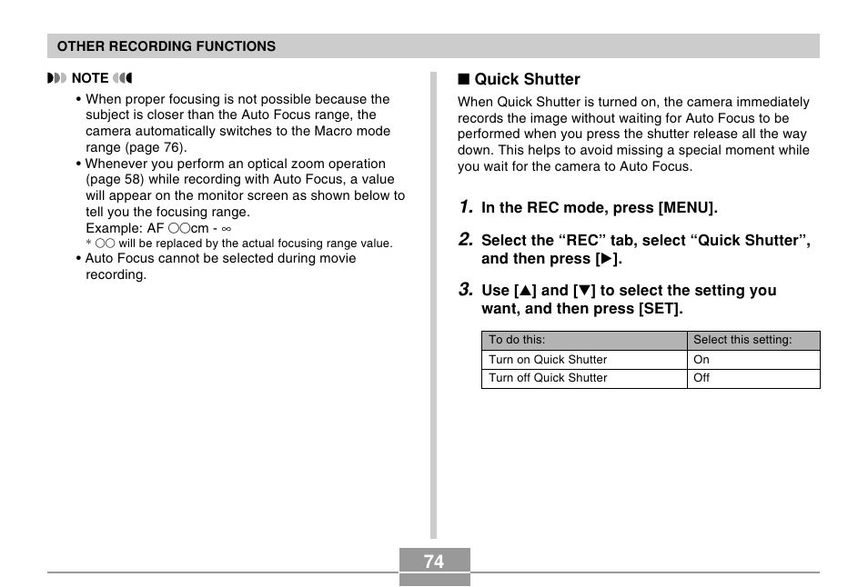 Casio EX-Z500 User Manual | Page 74 / 227