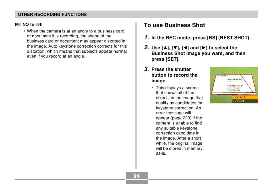 To use business shot | Casio EX-Z500 User Manual | Page 94 / 227