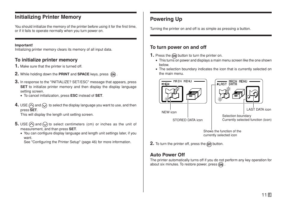 Powering up | Casio KL-7400 User Manual | Page 14 / 68